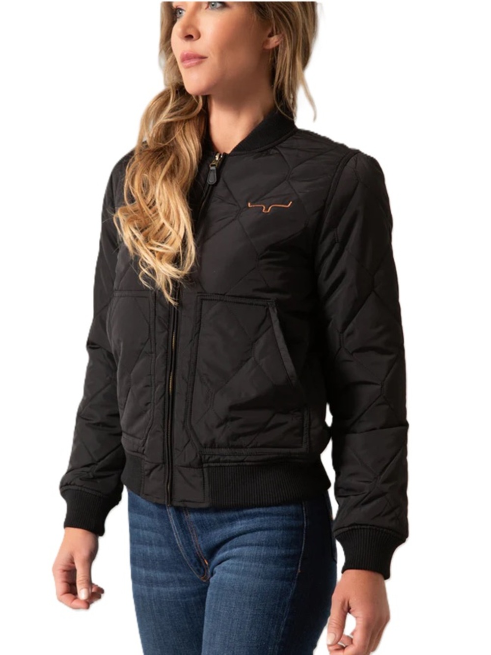 Kimes Ranch Marinos Black Quilted Bomber Jacket Sz Small